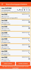 SOS Universal - alarmgeschiedenis