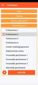 SOS Universal - instelling van het geluidsalarm