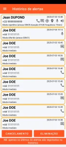 SOS Universal - histórico de alertas