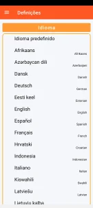 SOS Universal - configuração do idioma