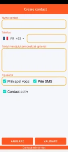 SOS Universal - adăugare sau modificare contact