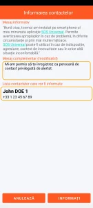 SOS Universal - informarea contactelor