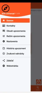 SOS Universal – hlavné menu