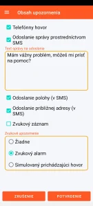 SOS Universal – obsah upozornenia