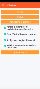 SOS Universal - konfigurimi i aktivizimit të alarmit