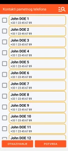 SOS Universal - dodavanje kontakta iz adresara