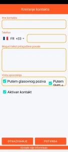 SOS Universal - dodavanje ili izmena kontakta