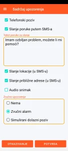 SOS Universal - sadržaj upozorenja