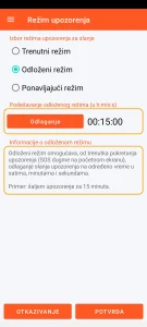 SOS Universal - odloženi režim