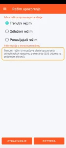 SOS Universal - trenutni režim