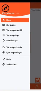 SOS Universal - huvudmeny