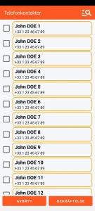 SOS Universal - lägg till kontakt från adressboken