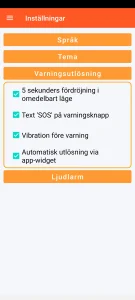 SOS Universal - inställning av larmutlösning