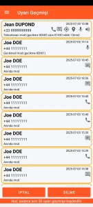 SOS Universal - uyarı geçmişi