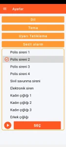 SOS Universal - sesli alarm ayarları